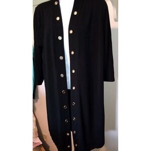 Belldini‎ Open Front Cardigan Sz M Open Knit Career Classic Grometts Rings Black